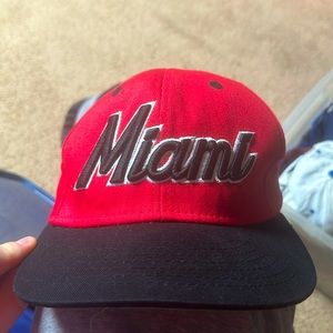 Miami Red Adjustable Hat With Green Inner Brim